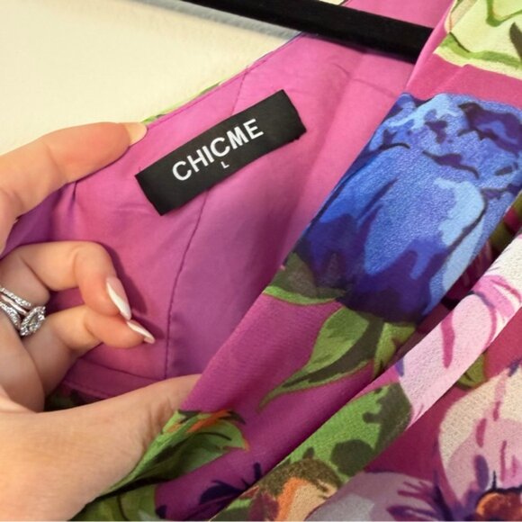 ChicMe Vibrant Floral Maxi Dress in Purple, Pink, and Blue - Picture 3 of 6